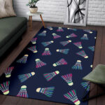 Shuttlecock Badminton Pattern Print Sillvela Area Rug
