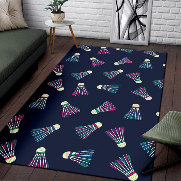 Shuttlecock Badminton Pattern Print Sillvela Area Rug