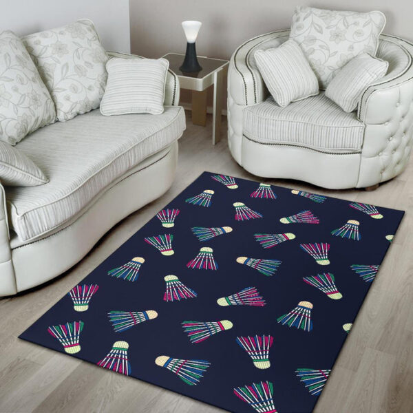 Shuttlecock Badminton Pattern Print Sillvela Area Rug