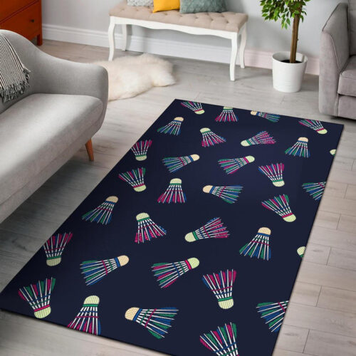 Shuttlecock Badminton Pattern Print Sillvela Area Rug