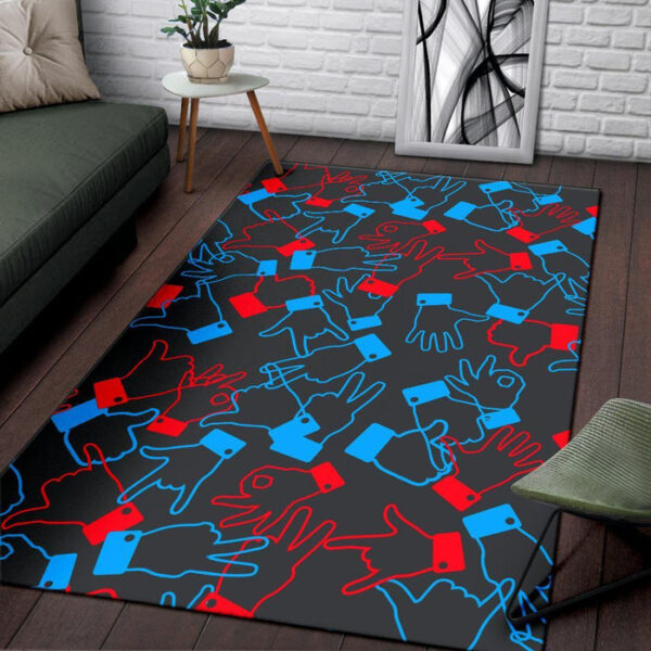Sign Language Pattern Print Sillvela Area Rug
