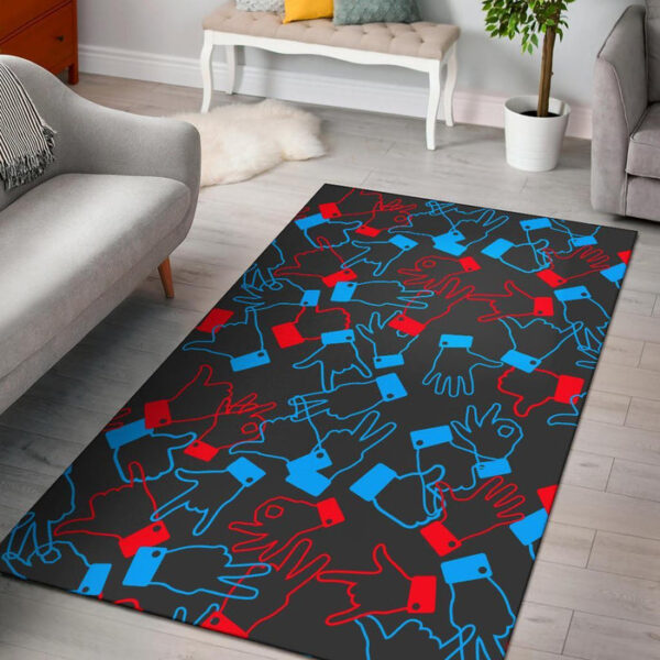 Sign Language Pattern Print Sillvela Area Rug
