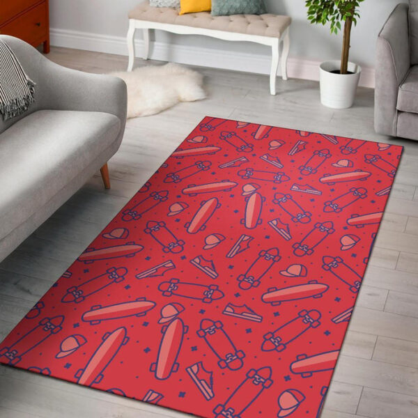 Skateboard Pattern Print Sillvela Area Rug