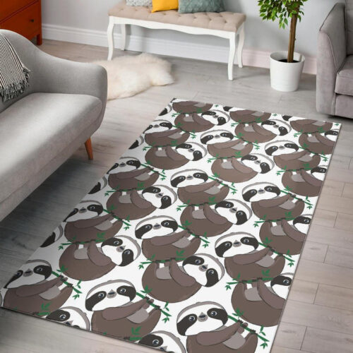 Sloth Bamboo Pattern Print Sillvela Area Rug