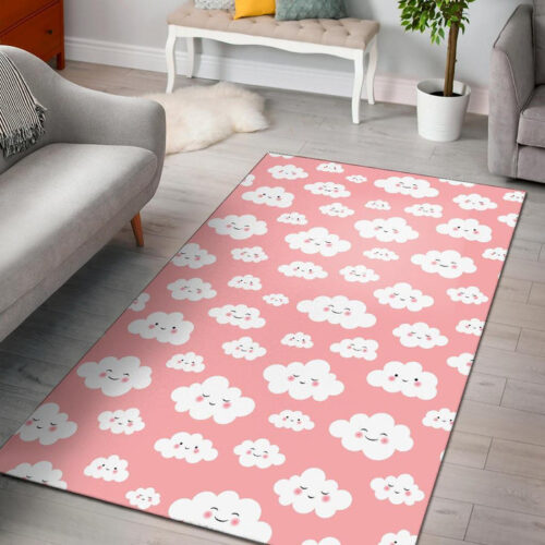 Smile Cloud Pattern Print Sillvela Area Rug