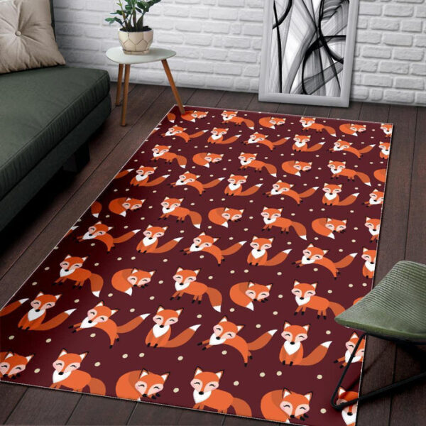 Snow Fox Pattern Print Sillvela Area Rug