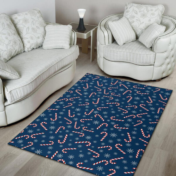 Snowflake Candy Cane Pattern Print Sillvela Area Rug