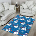 Snowman Snowflake Pattern Print Sillvela Area Rug
