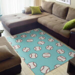 Softball Pattern Print Sillvela Area Rug