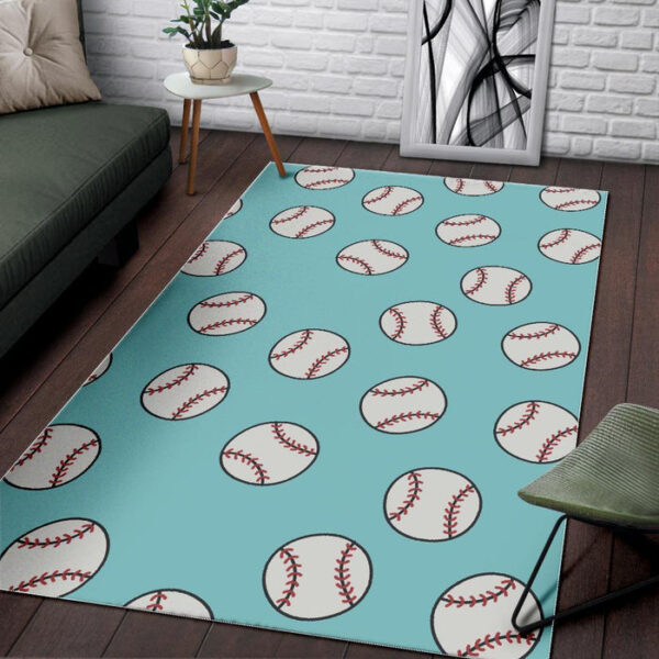 Softball Pattern Print Sillvela Area Rug