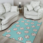 Softball Pattern Print Sillvela Area Rug