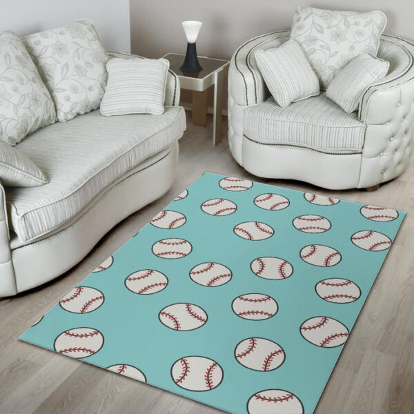 Softball Pattern Print Sillvela Area Rug