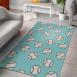 Softball Pattern Print Sillvela Area Rug