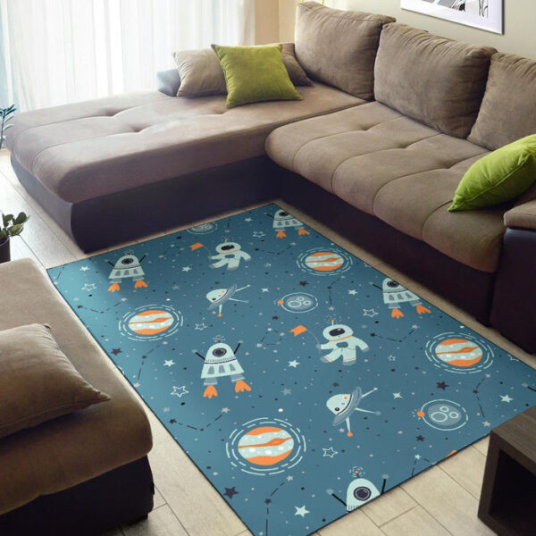 Space Astronaut Pattern Print Sillvela Area Rug