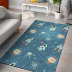 Space Astronaut Pattern Print Sillvela Area Rug