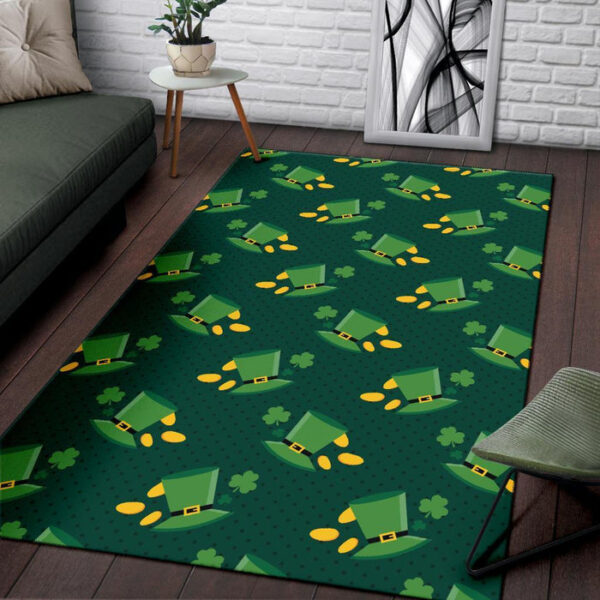 St Patrick's Day Leprechaun Print Pattern Sillvela Area Rug