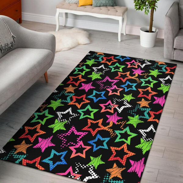 Star Colorful Pattern Print Sillvela Area Rug