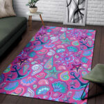 Starfish Pink Print Pattern Sillvela Area Rug