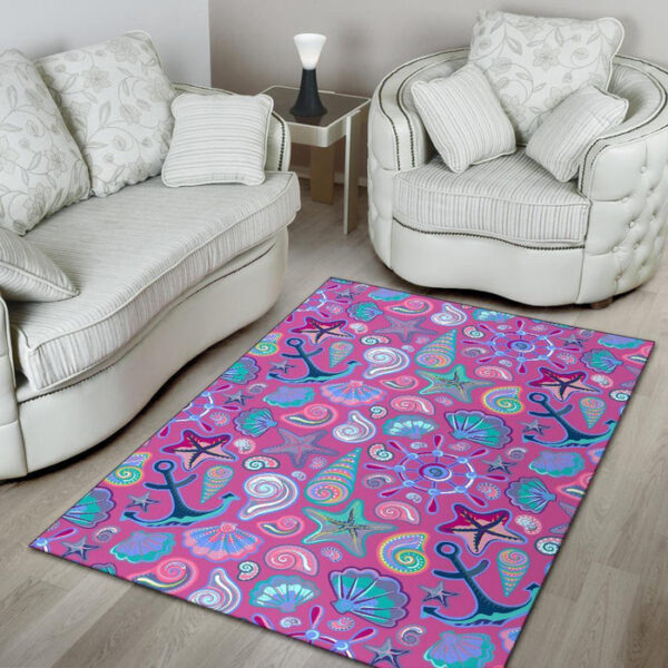 Starfish Pink Print Pattern Sillvela Area Rug