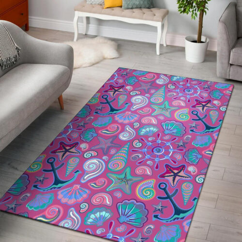 Starfish Pink Print Pattern Sillvela Area Rug