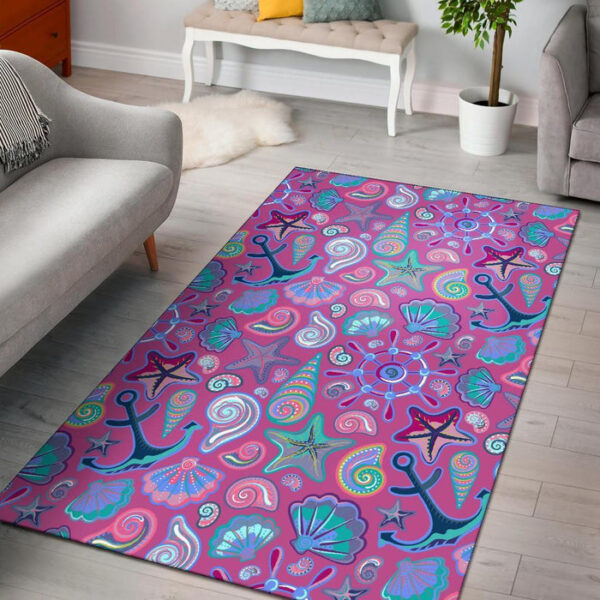 Starfish Pink Print Pattern Sillvela Area Rug