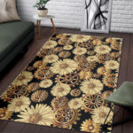 Steampunk Floral Pattern Print Sillvela Area Rug