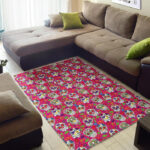 Sugar Skull Skeleton Girly Floral Pirate Pattern Print Sillvela Area Rug