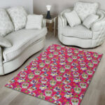 Sugar Skull Skeleton Girly Floral Pirate Pattern Print Sillvela Area Rug