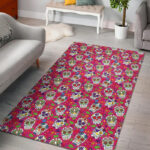 Sugar Skull Skeleton Girly Floral Pirate Pattern Print Sillvela Area Rug