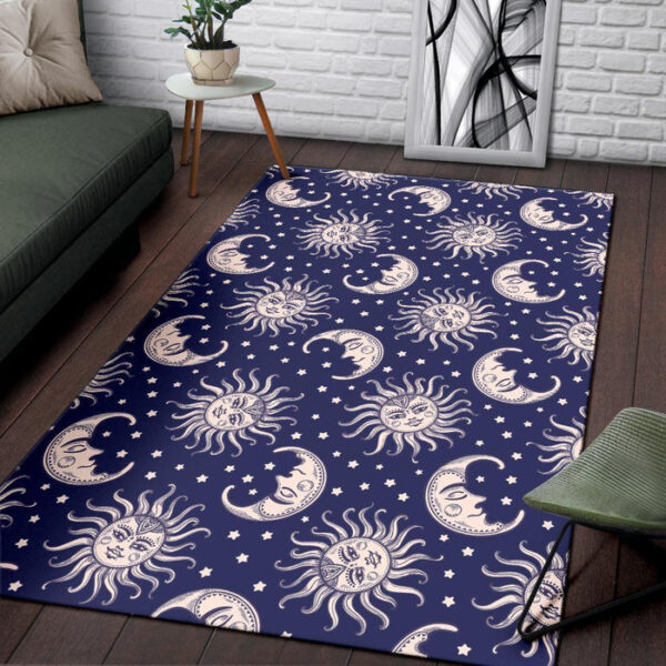 Sun Moon Celestial Pattern Print Sillvela Area Rug