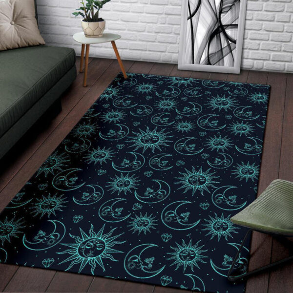 Sun Moon Print Pattern Sillvela Area Rug