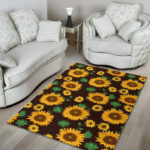 Sunflower Pattern Print Sillvela Area Rug