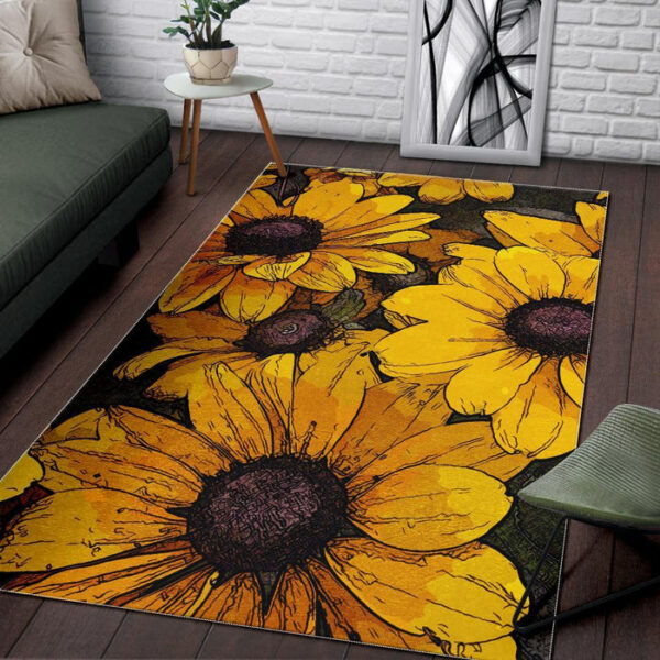 Sunflower Print Pattern Sillvela Area Rug
