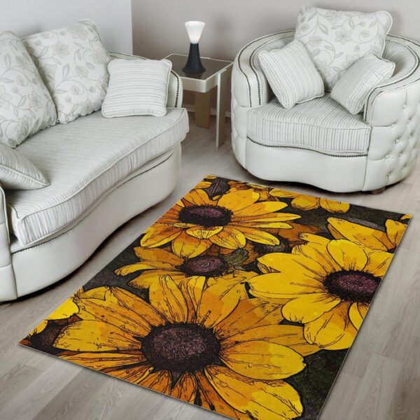Sunflower Print Pattern Sillvela Area Rug