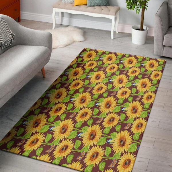 Sunflower With Bird And Butterfly Sillvela Area Rug
