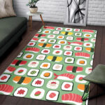 Sushi Kawaii Pattern Print Sillvela Area Rug