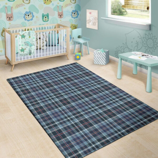 Tartan Blue Plaid Sillvela Area Rug