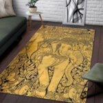 Thai Golden Elephant Print Sillvela Area Rug