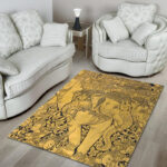 Thai Golden Elephant Print Sillvela Area Rug