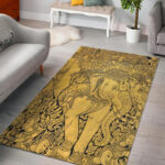 Thai Golden Elephant Print Sillvela Area Rug