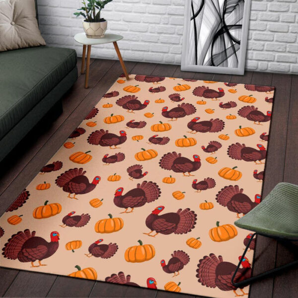 Thankgiving Turkey Pattern Print Sillvela Area Rug