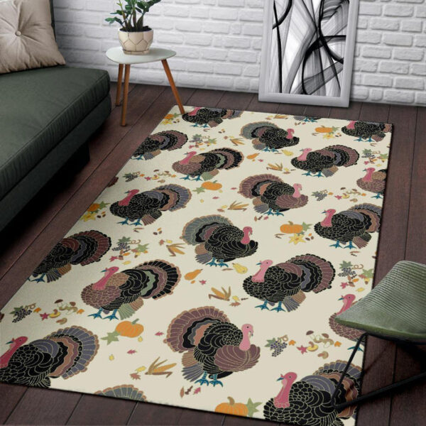 Thankgiving Turkey Print Pattern Sillvela Area Rug