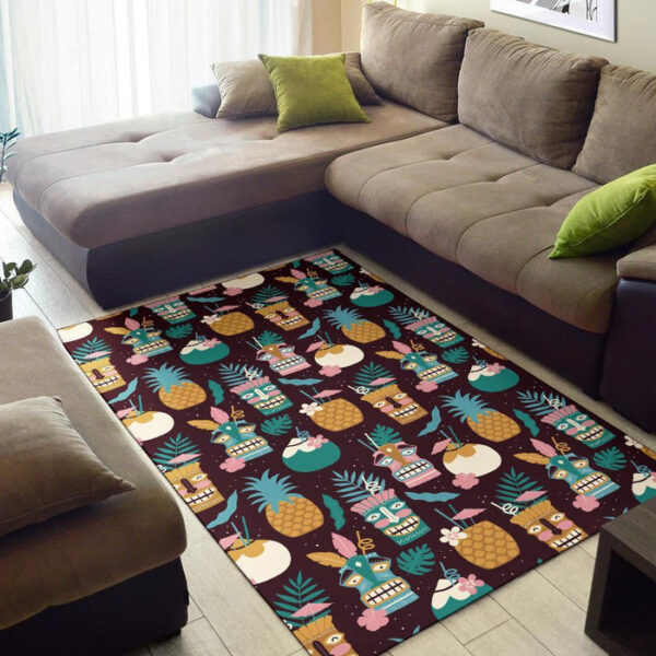 Tiki Fruit Pattern Print Sillvela Area Rug