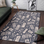 Tiki Pattern Print Sillvela Area Rug