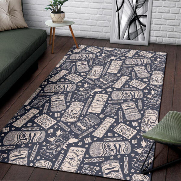 Tiki Pattern Print Sillvela Area Rug