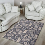 Tiki Pattern Print Sillvela Area Rug