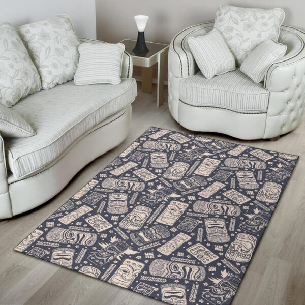 Tiki Pattern Print Sillvela Area Rug