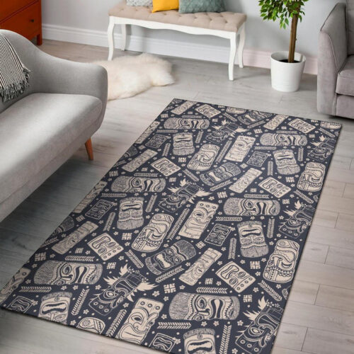 Tiki Pattern Print Sillvela Area Rug