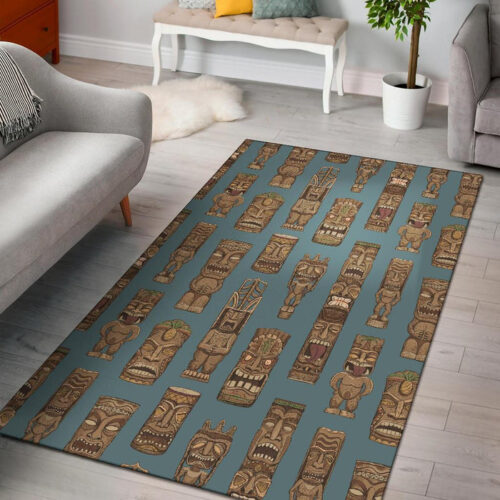 Tiki Print Pattern Sillvela Area Rug