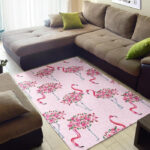 Tropical Flamingo Hawaiian Floral Pattern Print Sillvela Area Rug